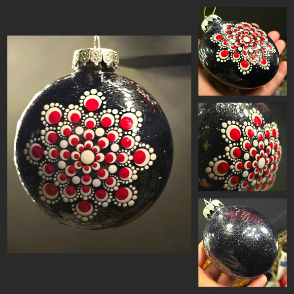 Hand Crafted Other - Handmade Ornament black red white Christmas ornament Mandala
